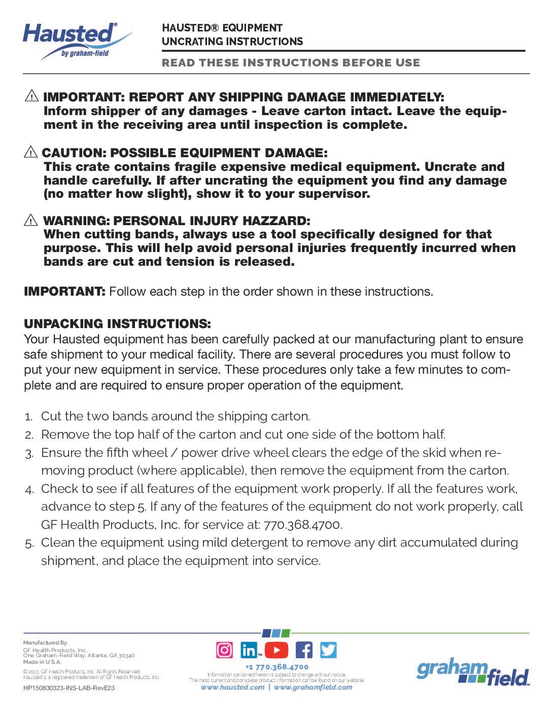 Hausted® Uncrating Instructions