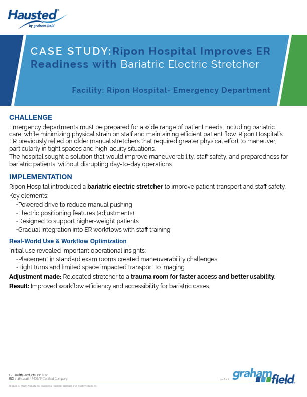 Ripon Hospital Improves ER Readiness with Bariatric Electric Stretcher
